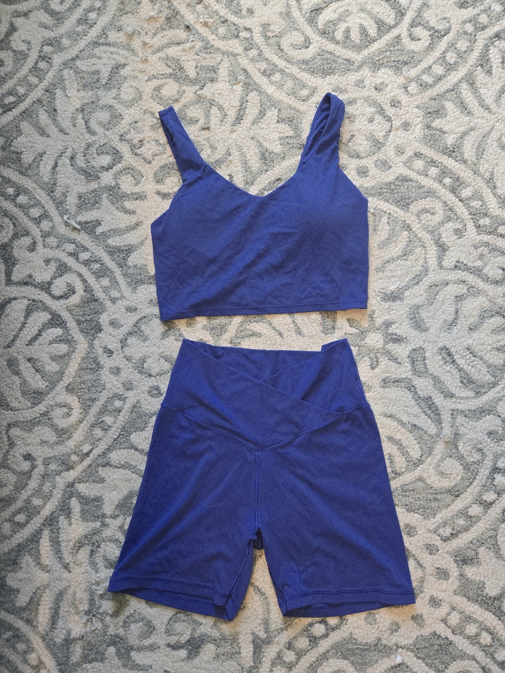 aerie OFFLINE Sports Bra Sz M and High-Waist Bike Shorts Sz L- Royal Blue Set
